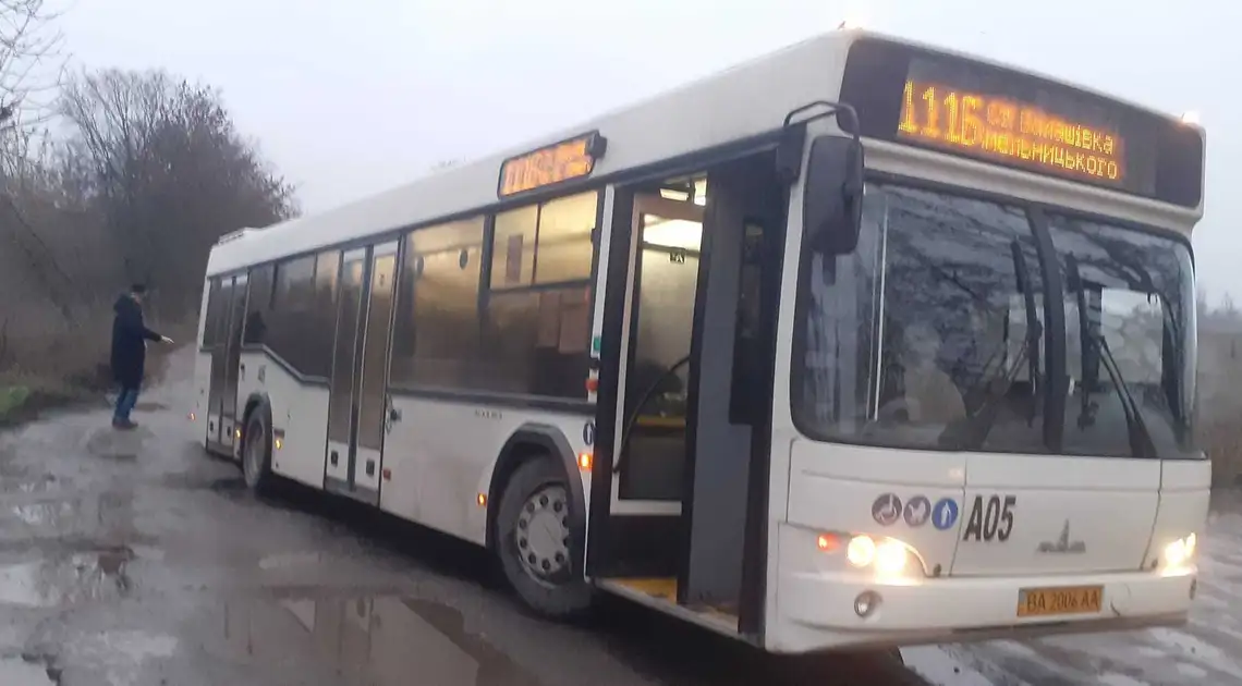 У Кропивницькому автобус з пасажирами застряг у ямі на дорозі (ФОТО) фото 1