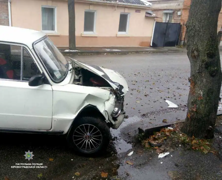У центрі Кропивницького п'яний водій "Жигулів" влетів у дерево (ФОТО)