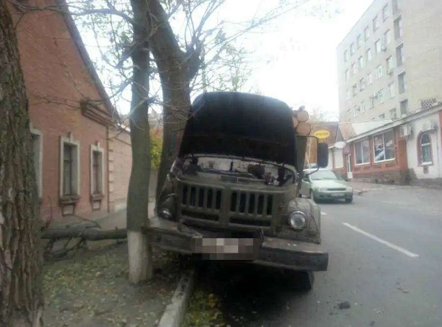 У Кропивницькому загальмувала об дерево вантажівка... з деревом (ФОТО)