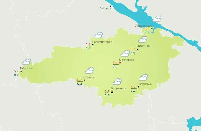 На Новий рік у Кіровограді метеорологи прогнозують -6 -8 морозу
