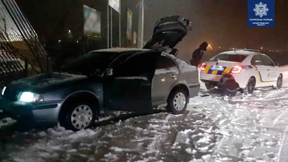 У Кропивницькому через негоду "Skoda" злетіла з дороги (ФОТО)