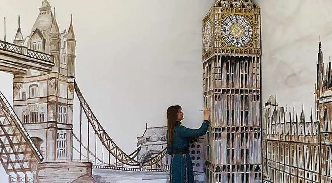 У Бобринці викладачка розмалювала стіни класу архітектурними пам'ятками Лондона (ВІДЕО) фото 1