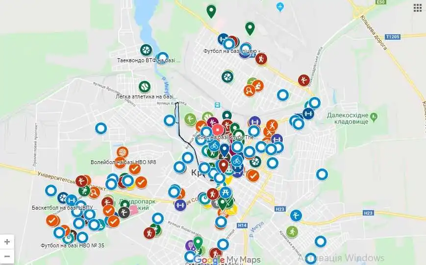 Єдина в Україні: в Кропивницькому оновили спортивну онлайн-мапу