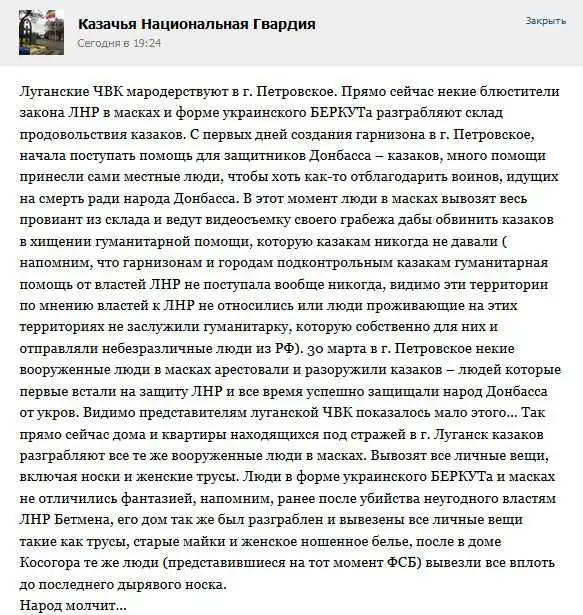 Тераріум: «козаки» звинуватили «народну міліцію ЛНР» в мародерстві фото 1