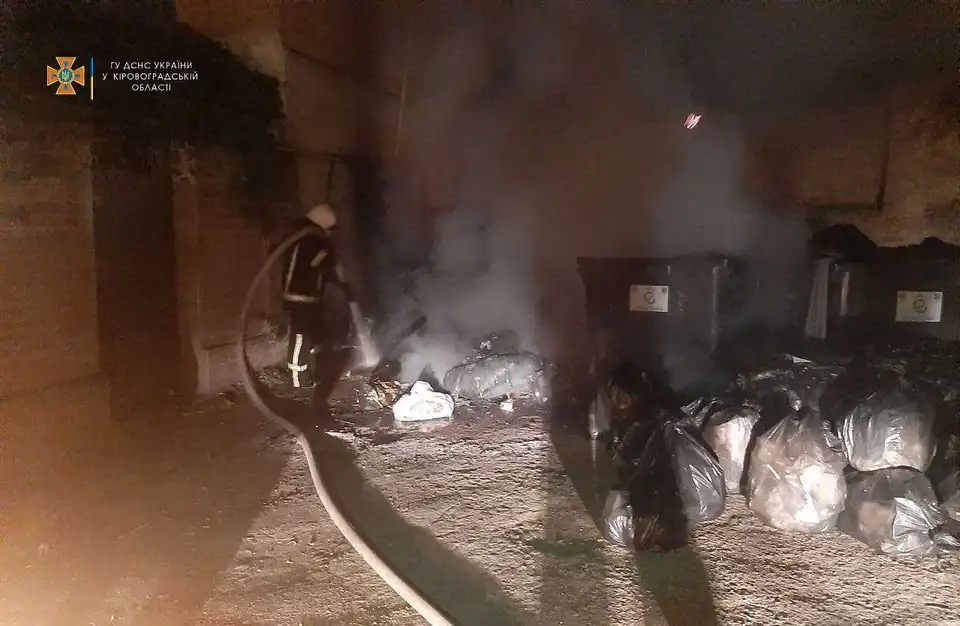 У центрі Кропивницького горіли три сміттєвих баки (ВІДЕО) фото 1