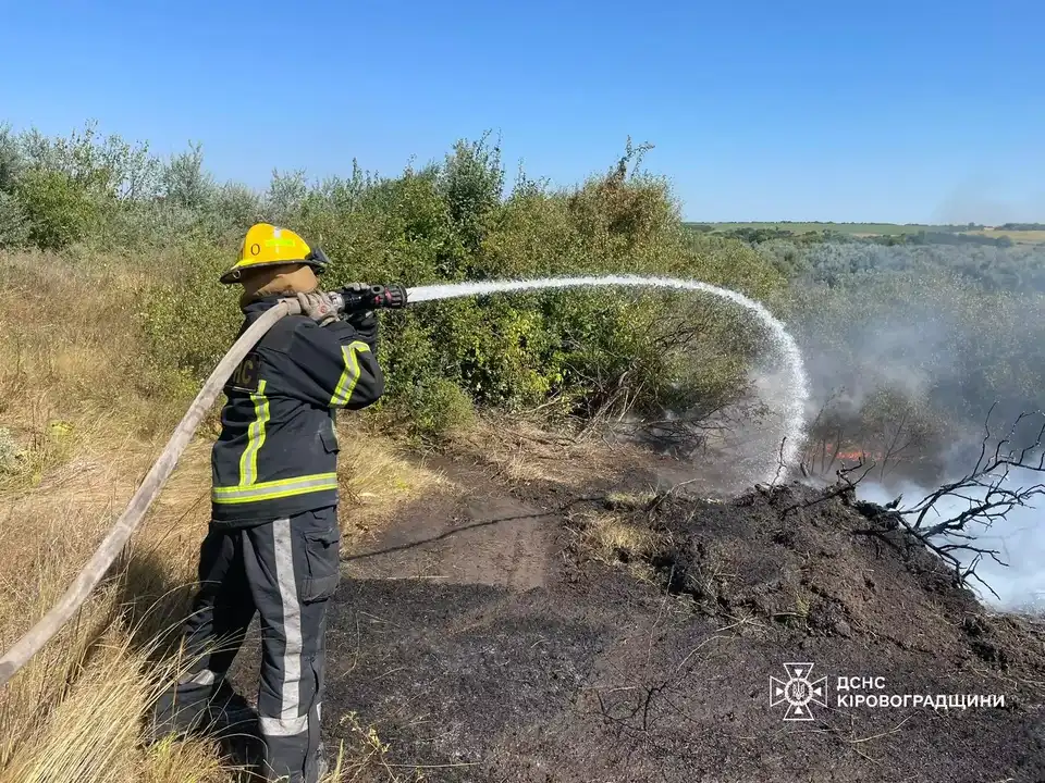 рятувальник гасить пожежу