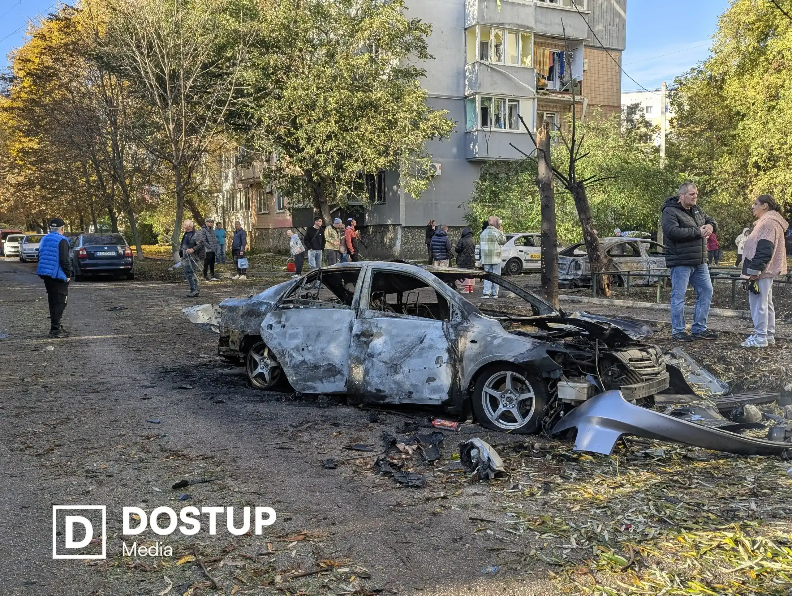 Наслідки обстрілу мікрорайону Ковалівка у Кропивницькому 14 жовтня