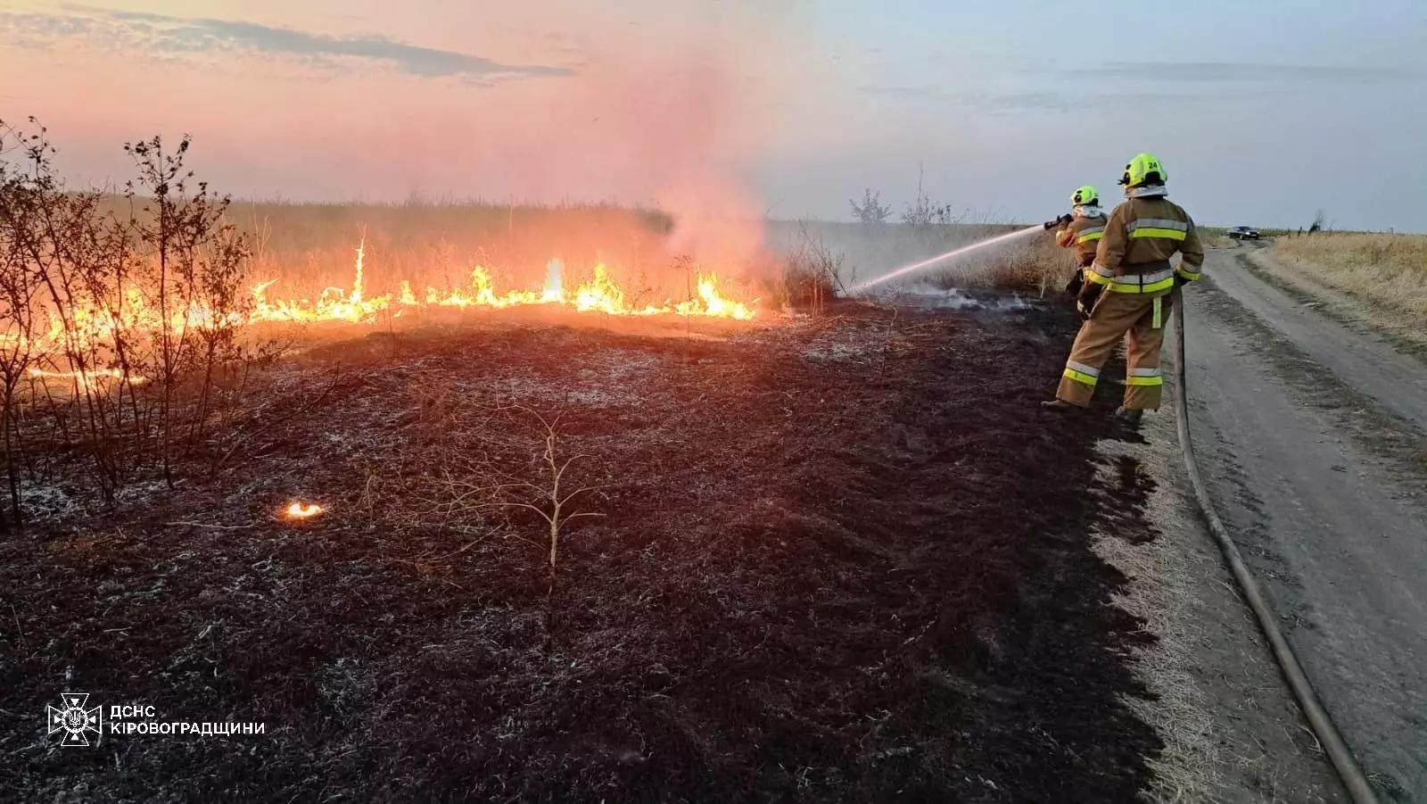 пожежі сухої трави у Кіровоградській області