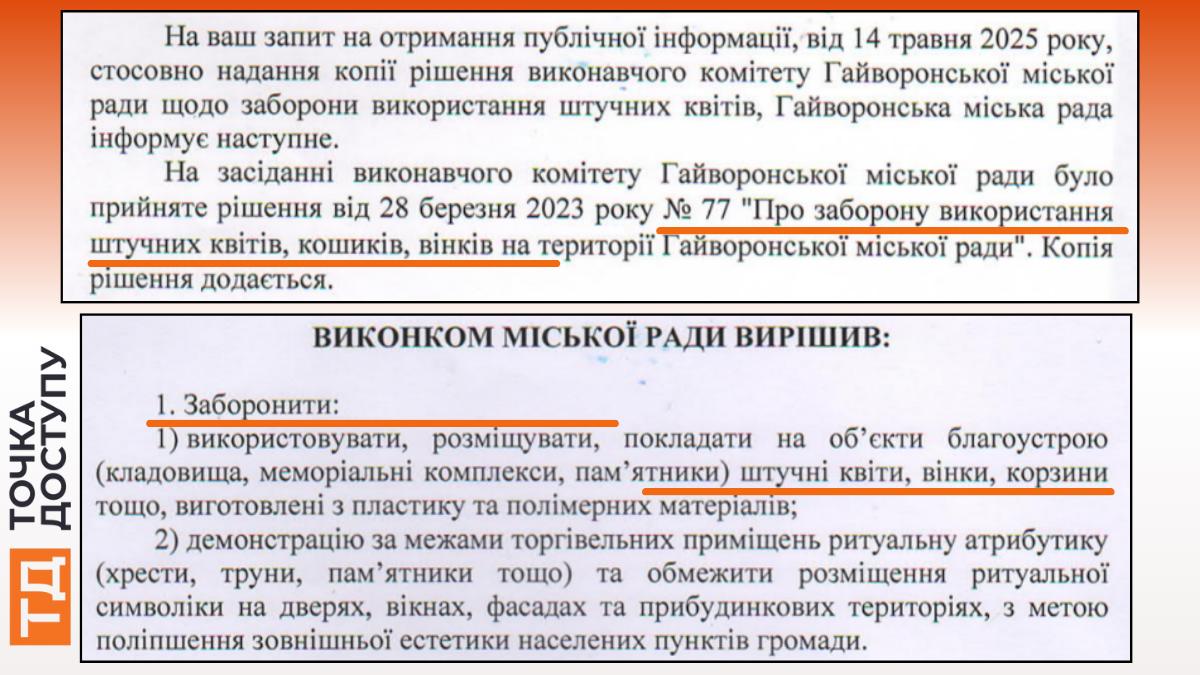 заборонили штучні квіти у Гайворонській громаді