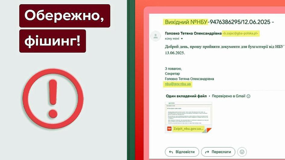 Фішингові листи від Нацбанку