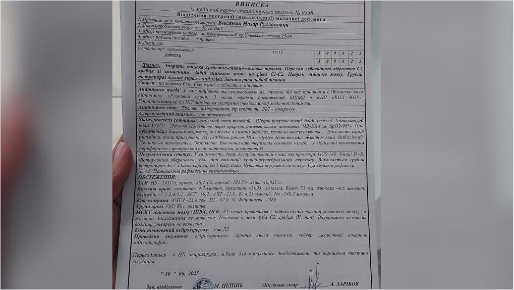 Виписка Назар Вівсяний