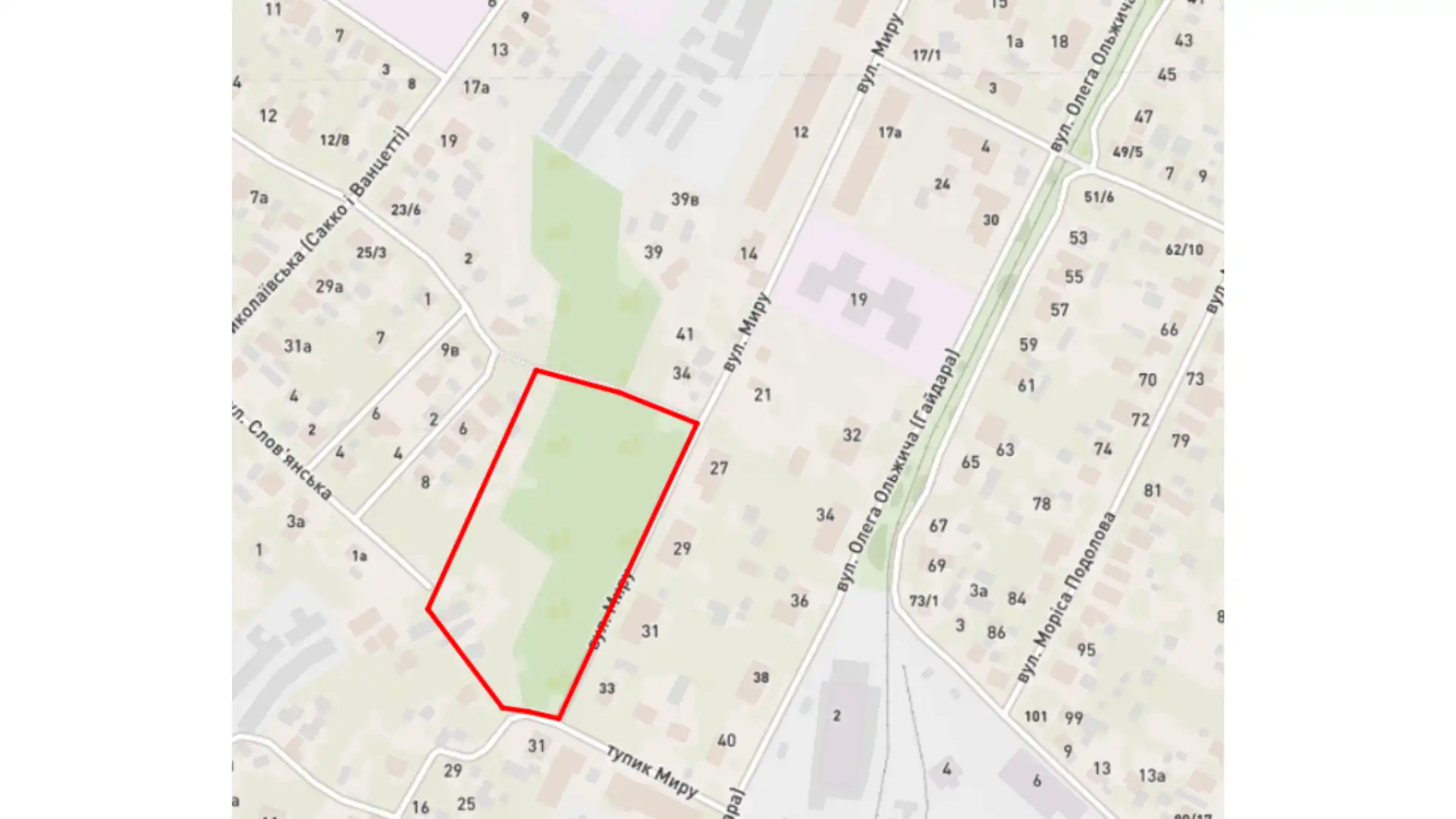 Приблизне розташування  старого єврейського кладовища на мапі