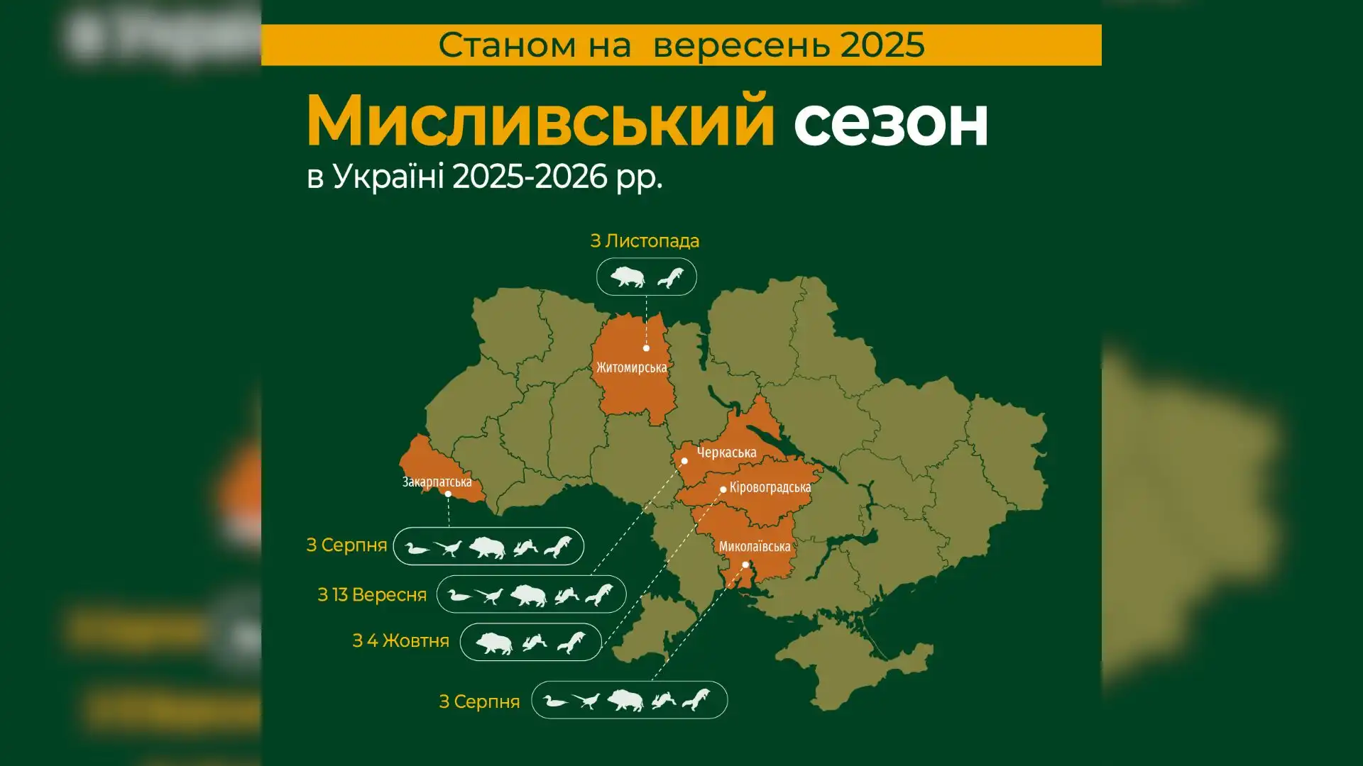 На Кіровоградщині з жовтня відкриють сезон полювання