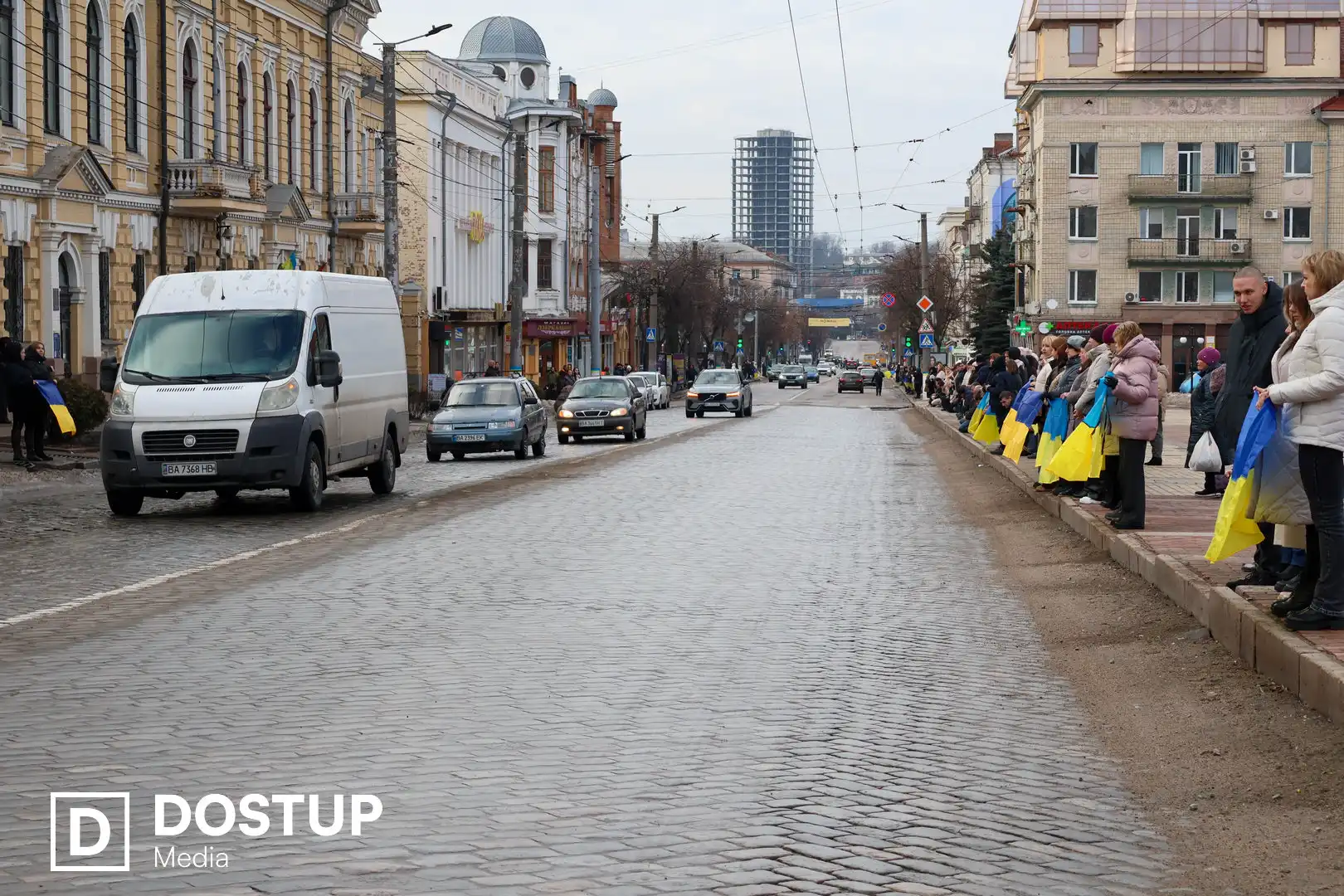 Траурний кортеж у центрі Кропивницького