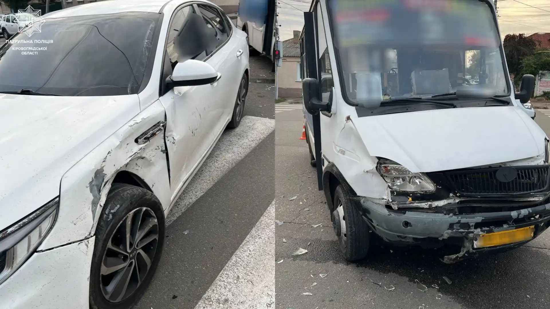 Маршрутка та легковик зіткнулися у Кропивницькому