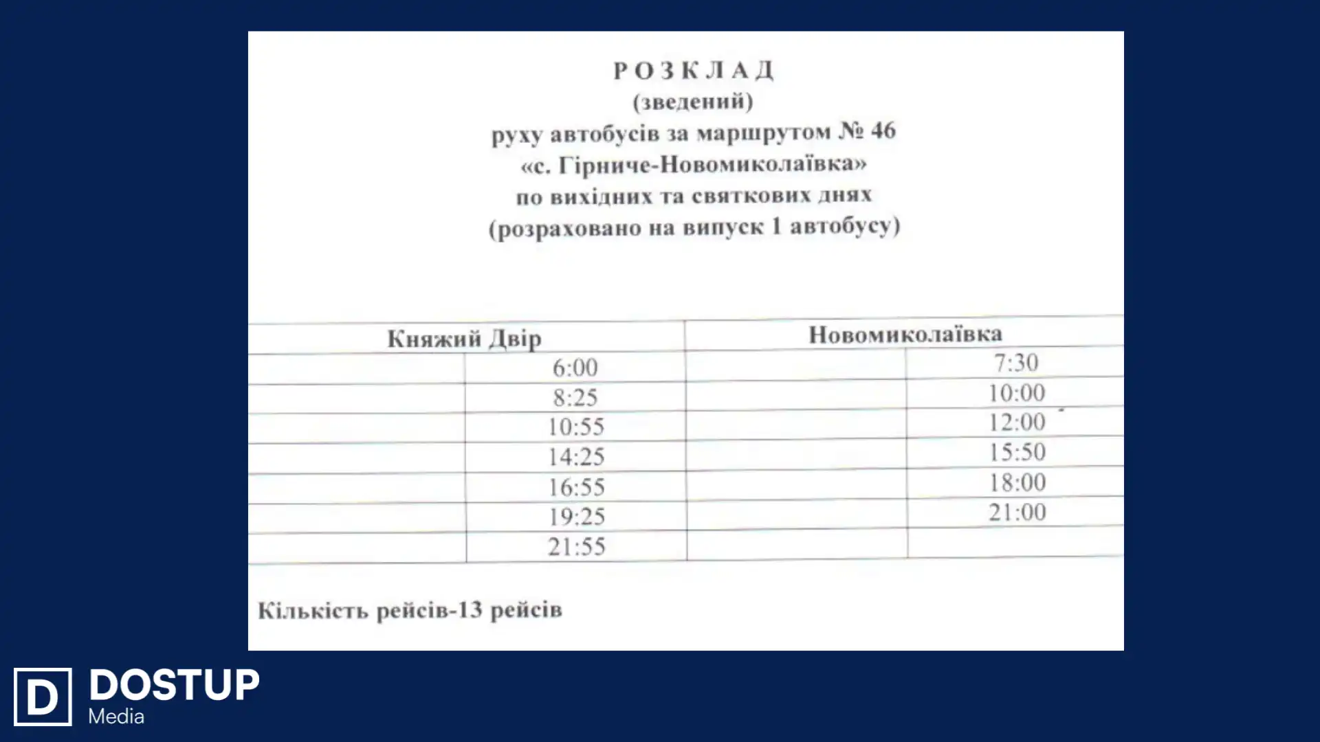 Графік руху автобуса №46