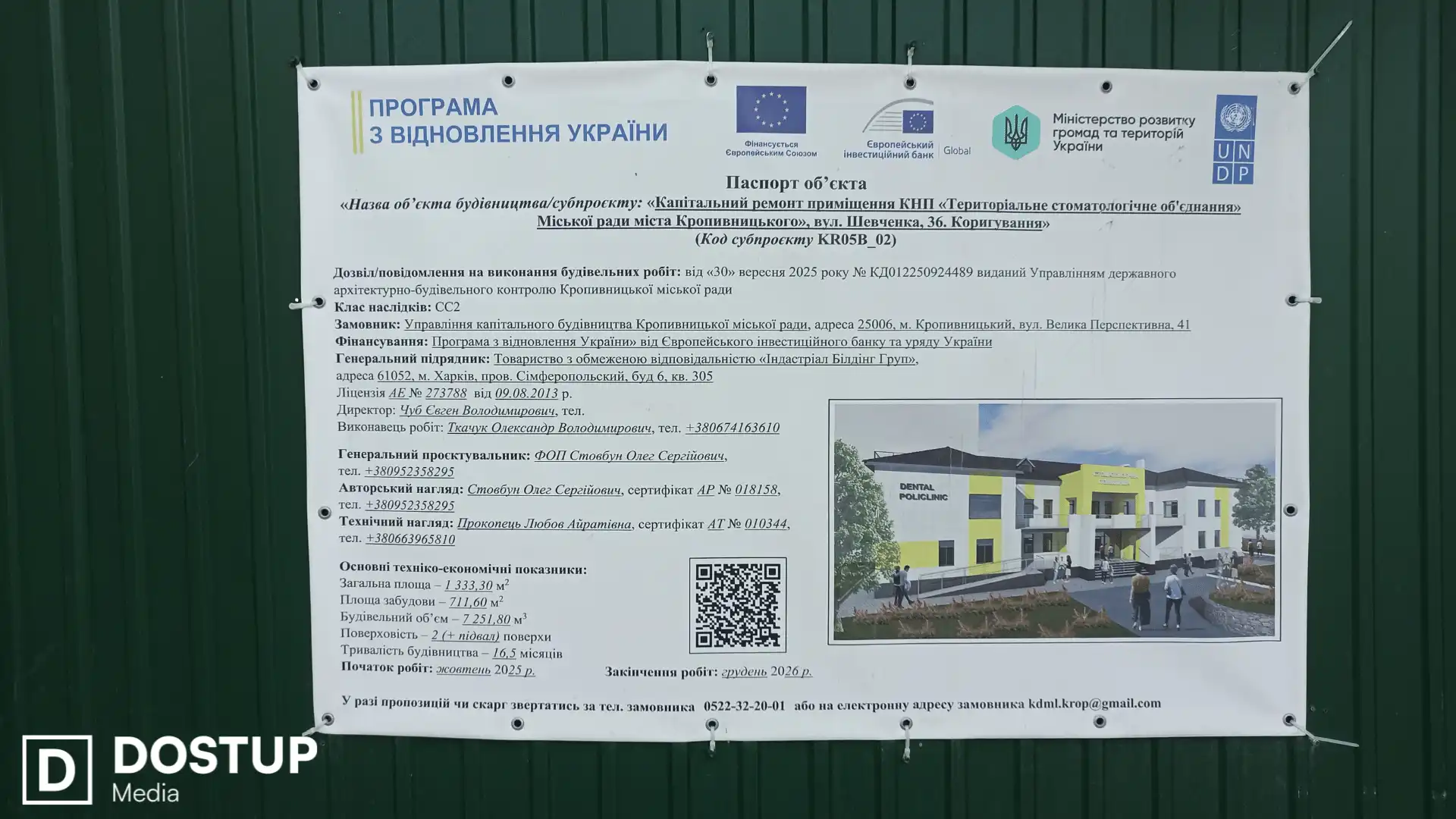 Паспорт рекоснтрукції лікарні на вулиці Шевченка, 36 у Кропивницькому
